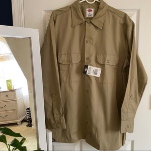 Dickies NWT Tan Button Down Work Shirt Long Sleeve
